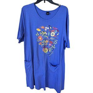 Sabaku Artwear Womens Dress Knee Length Blue Cotton Birds 2016 Pockets Casual